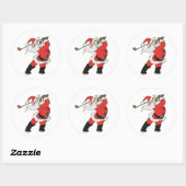 Santa Claus speelt golf Ronde Sticker (Vel)