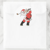 Santa Claus speelt golf Ronde Sticker (Tas)