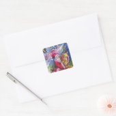 SANTA CLAUS SPEELT HARP IN HET MOONLIGHT VIERKANTE STICKER (Envelop)