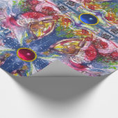 SANTA CLAUS SPEELT HARP IN MOONLIGHT Abstract Cadeaupapier (Hoek)