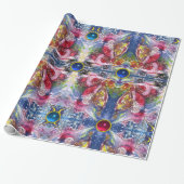 SANTA CLAUS SPEELT HARP IN MOONLIGHT Abstract Cadeaupapier (Uitgerold)