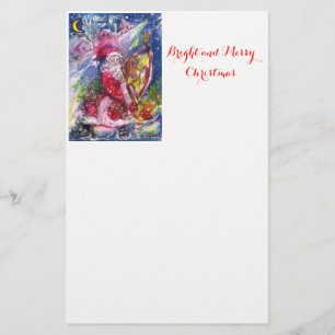 SANTA CLAUS SPEELT HARP IN MOONLIGHT kerst Briefpapier