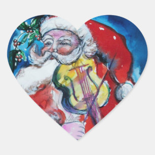 SANTA CLAUS SPEELT VIOLIN-kerstfeest Hart Sticker