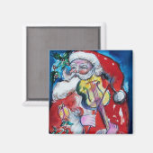SANTA CLAUS SPEELT VIOLIN-kerstfeest Magneet (Voorkant / Achterkant)