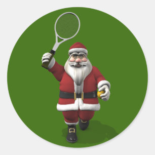 Santa Claus-speltennis Ronde Sticker