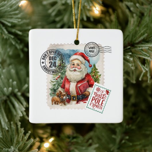  Santa Claus Stamp Keramisch Ornament (Boom)