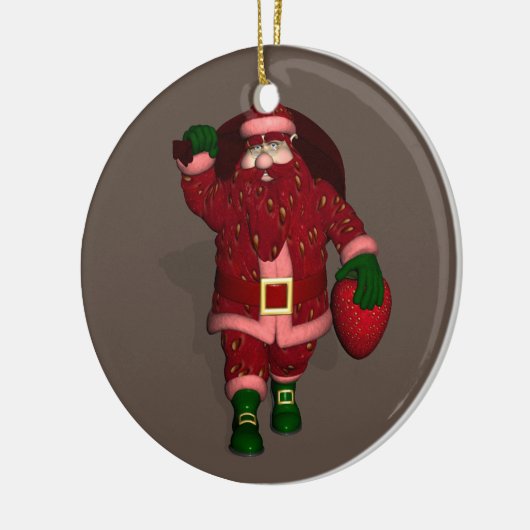 Santa Claus Strawberry Farmer Keramisch Ornament (Links)