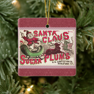Santa Claus Sugar Plum Kerstmis Keramisch Ornament