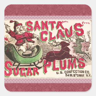 Santa Claus Sugar Plum Kerstmis Vierkante Sticker