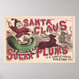 Santa Claus Sugar Plums - Vintage Kerstmis Poster