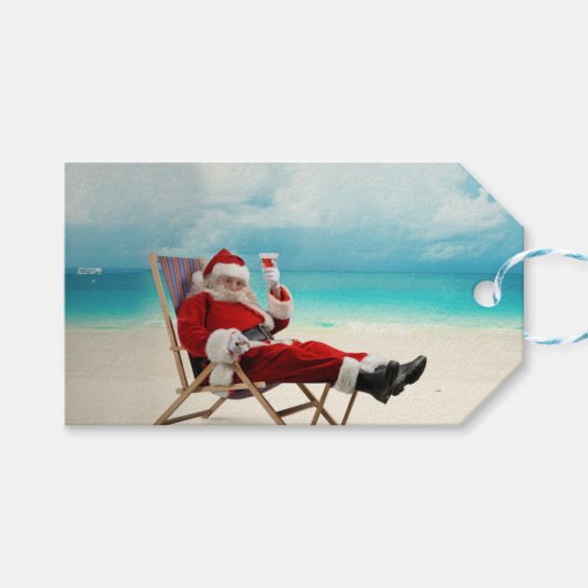 Santa Claus Summer Cadeaulabel (Voorkant (Horizontaal))