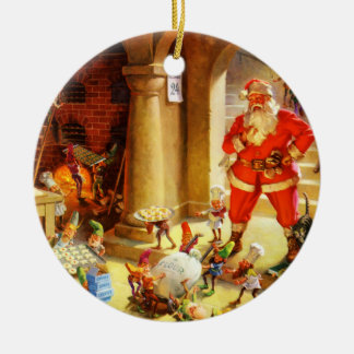 Santa Claus Supervisors zijn Elves Baking Cookies Keramisch Ornament