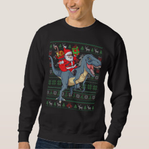 Santa Claus sur T Rex laide Sweat de Noël drôle