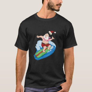 Santa Claus Surfen Hawaiian Zomer Grappig Kerstfee T-shirt