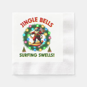 Santa Claus Surfen Surfer Kerst Pet Xmas Servet