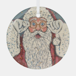 Santa Claus Surprised Glas Ornament