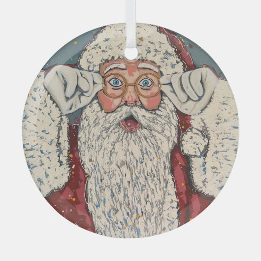 Santa Claus Surprised Glas Ornament (Voorkant)