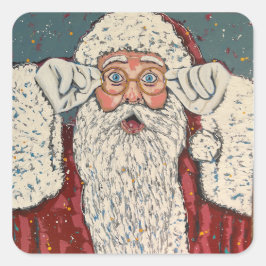 Santa Claus Surprised Vierkante Sticker