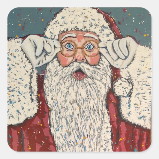 Santa Claus Surprised Vierkante Sticker (Voorkant)