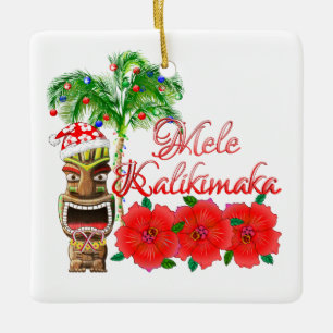 Santa Claus Tiki Mele Kalikimaka Keramisch Ornament