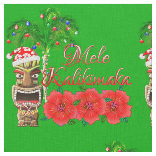 Santa Claus Tiki Mele Kalikimaka Stof