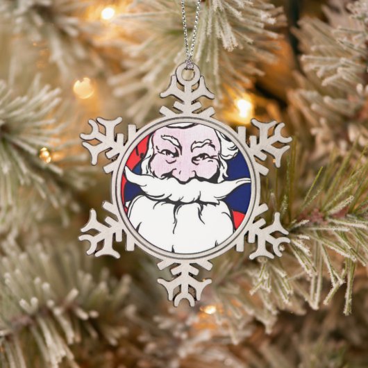 Santa Claus Tin Sneeuwvlok Ornament (Boom)
