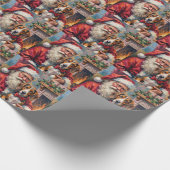 Santa Claus Treeing Walker Coonhound Christmas Art Cadeaupapier (Hoek)