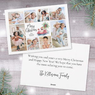 Santa Claus Tropical Photo Strand Kerstmis Feestdagenkaart