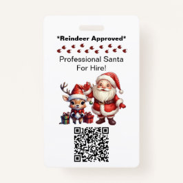 Santa Claus Two Sides Business Card Edit QR Code Badge