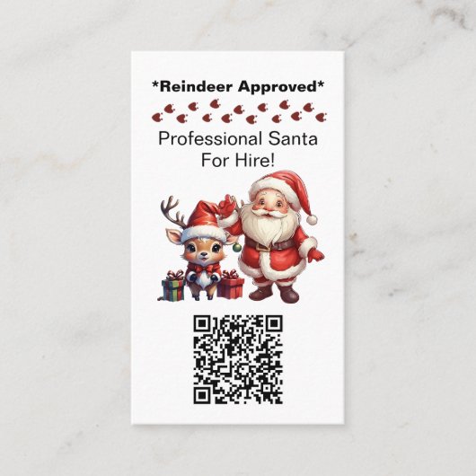 Santa Claus Two Sides Visitekaartje Bedankt QR-cod (Voorkant)