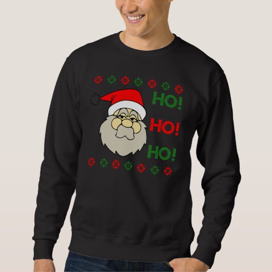Santa Claus Ugly KerstSweater Ho Ho Ho Trui (Voorkant)