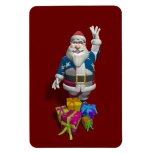 Santa Claus US Flag Jacket Magneet