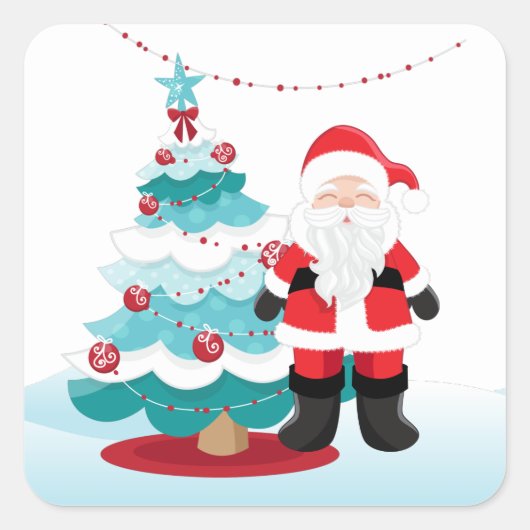 Santa Claus Vierkante Sticker (Voorkant)
