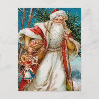 Santa Claus vintage avec carte postale jouets