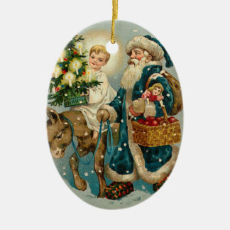 Santa Claus vintage en ornements bleus