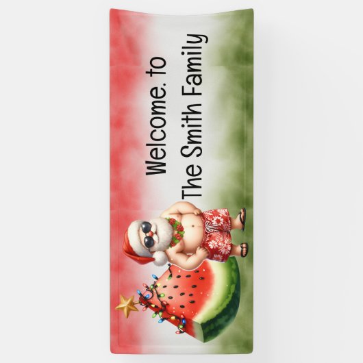 SANTA CLAUS watermeloen Kerstmis in juli Spandoek (Verticaal)