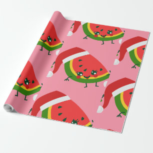 Santa Claus Watermeloen Roze Kerstmis Cadeaupapier