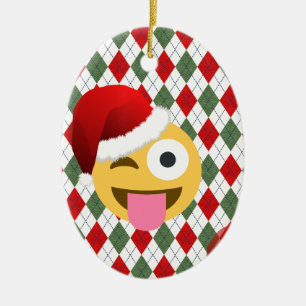 santa claus wink emoji keramisch ornament