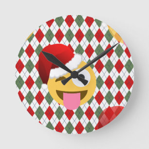 santa claus wink emoji ronde klok