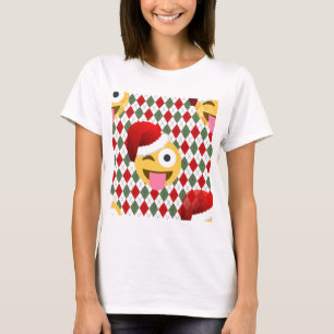 santa claus wink emoji t-shirt