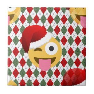 santa claus wink emoji tegeltje