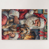 Santa Claus Wirehaired Pointing Griffon Christmas Legpuzzel (Horizontaal)