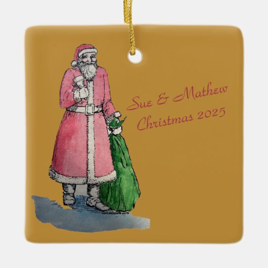 Santa Claus with a Sack of Gifts Keramisch Ornament (Voorkant)