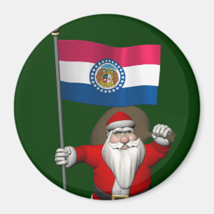 Santa Claus With Ensign Of Missouri Magneet