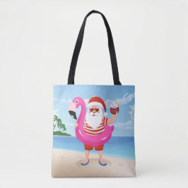 Santa Claus with flamingo inflatable ring Draagtas