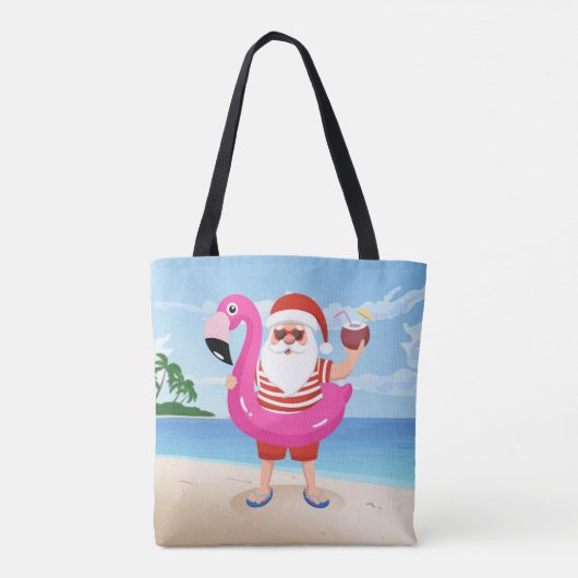 Santa Claus with flamingo inflatable ring Draagtas (Achterkant)