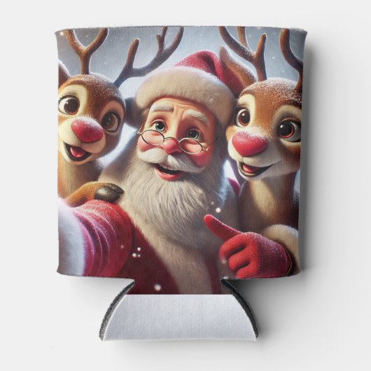 Santa Claus with Reindeers Celebrating Christmas Blikjeskoeler (Voorkant)