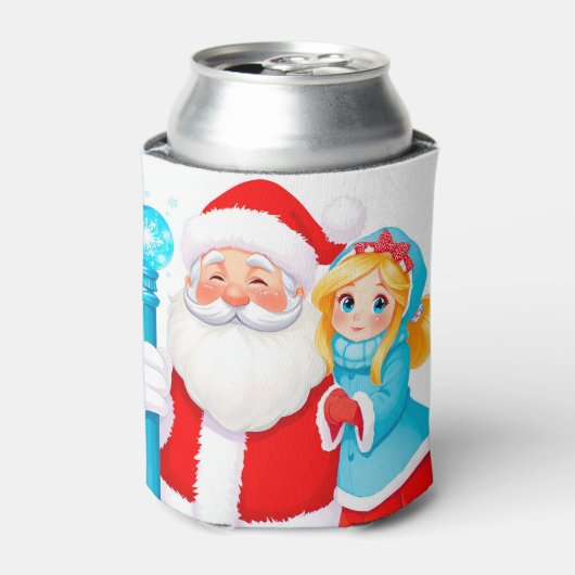 Santa Claus With Snow Maiden in Winter Attire Blikjeskoeler (Blikje Voorkant)