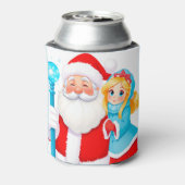 Santa Claus With Snow Maiden in Winter Attire Blikjeskoeler (Blikje Achterkant)