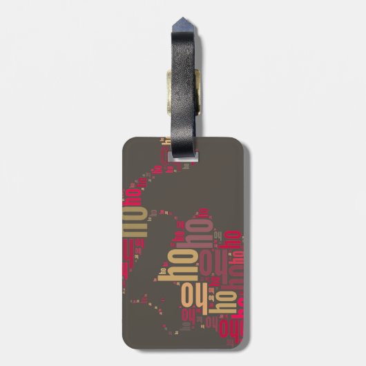 Santa Claus woordcloud Ho Ho Ho Bagagelabel (Achterkant verticaal)